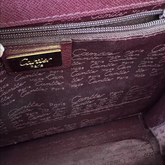 Authentic Vintage Cartier Must de Cartier Burgundy Leather Shoulder Bag